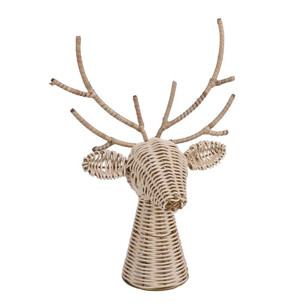 Rattan & Metal Reindeer Bust Decor Brown - Holiday Time, Christmas 2026